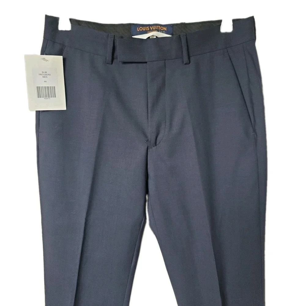 Louis Vuitton Rare Uniform Mens Navy Slim Unhemmed Trousers Size EU 44/US 28 NWT